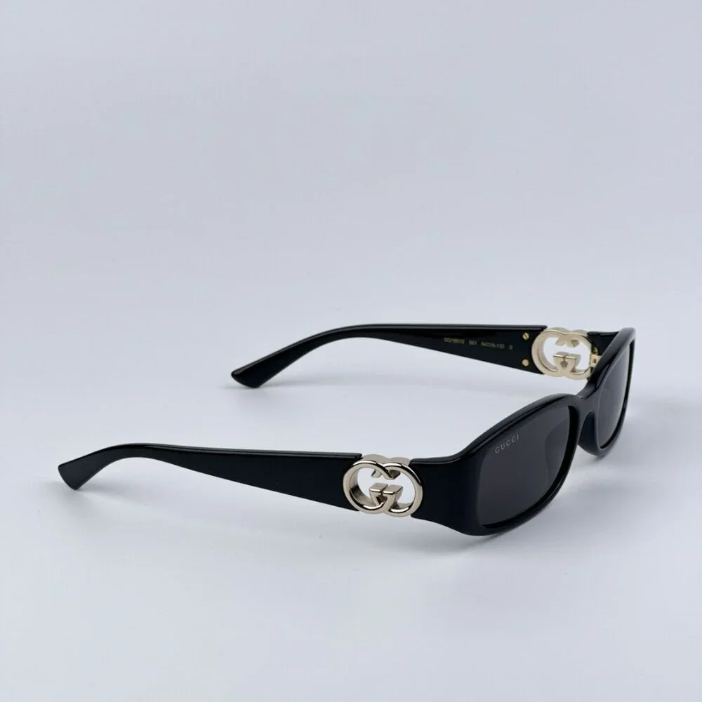 Gucci GG1661S 001 BRAND NEW Sunglasses Black Grey Rectangle Unisex